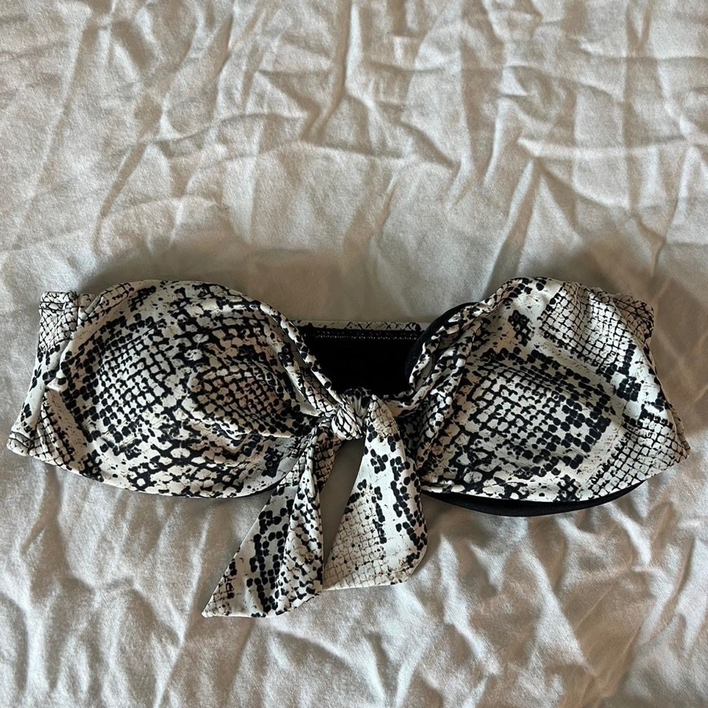 snakeskin bandeau bikini top
